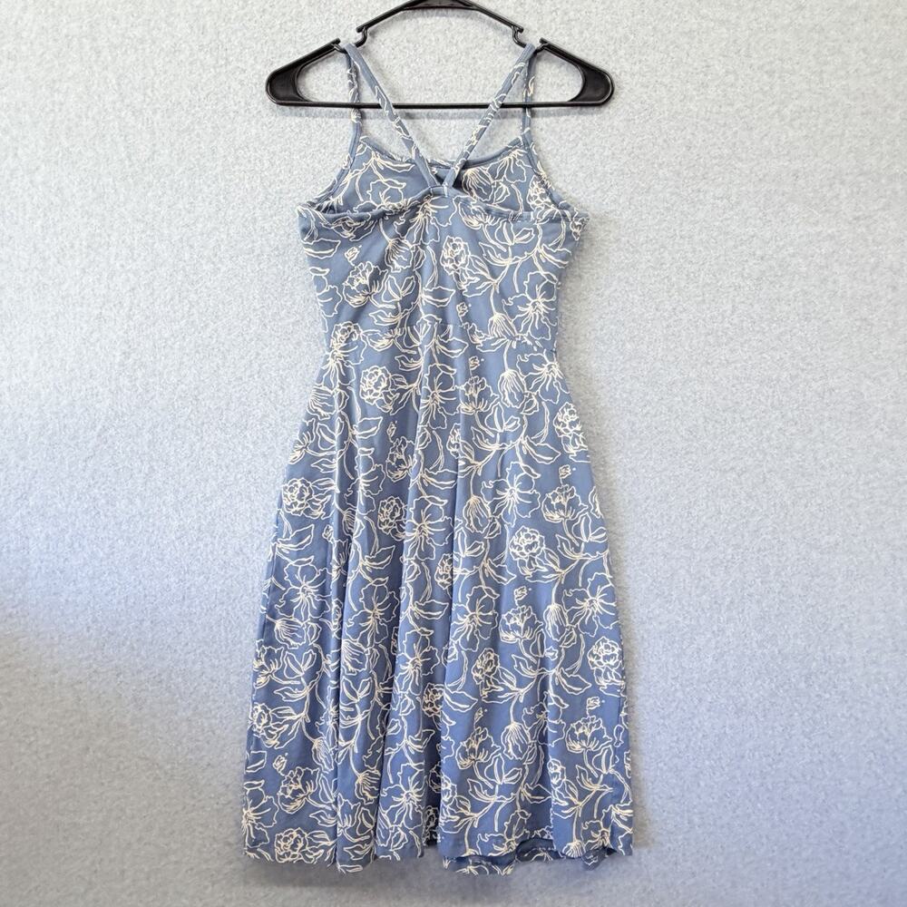 Pact Organic Cotton Fit & Flare Midi Dress Womens S Looking Glass Floral Blue - Picture 2 of 6